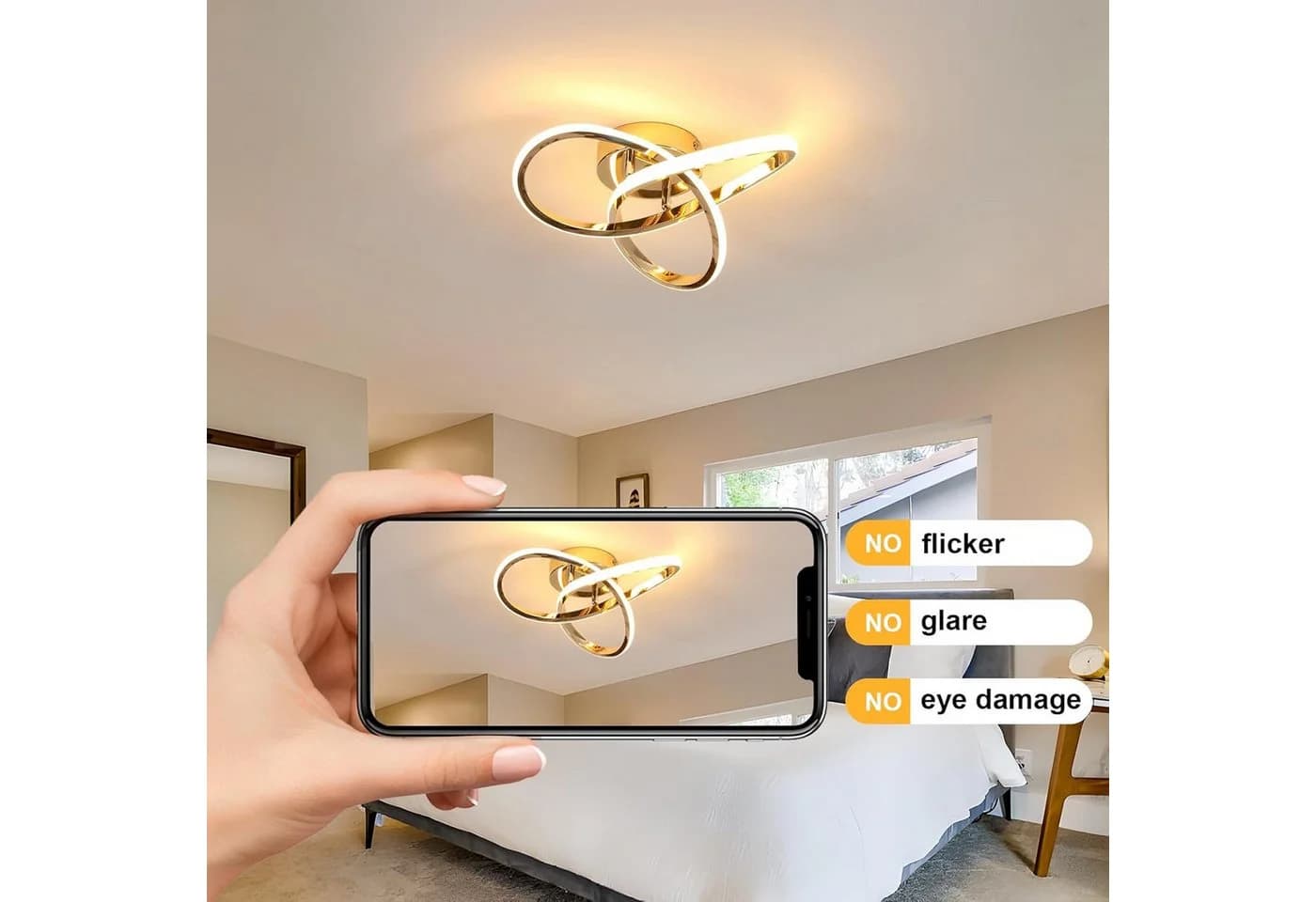 Riserva LED Deckenleuchte Kleeblatt Design Gold 30W 3000K Modern - Bild 5