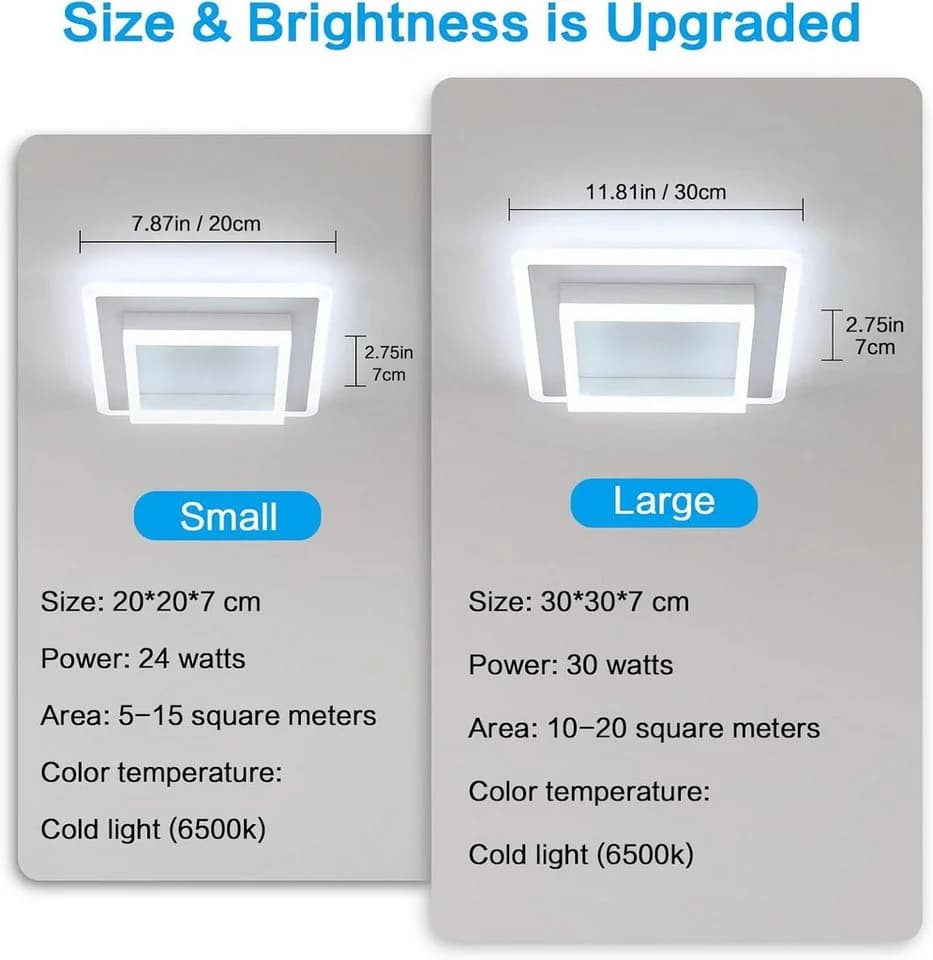 Riserva Quadratische LED Deckenleuchte Weiß 30cm 30W 6500K Acryl - Bild 3