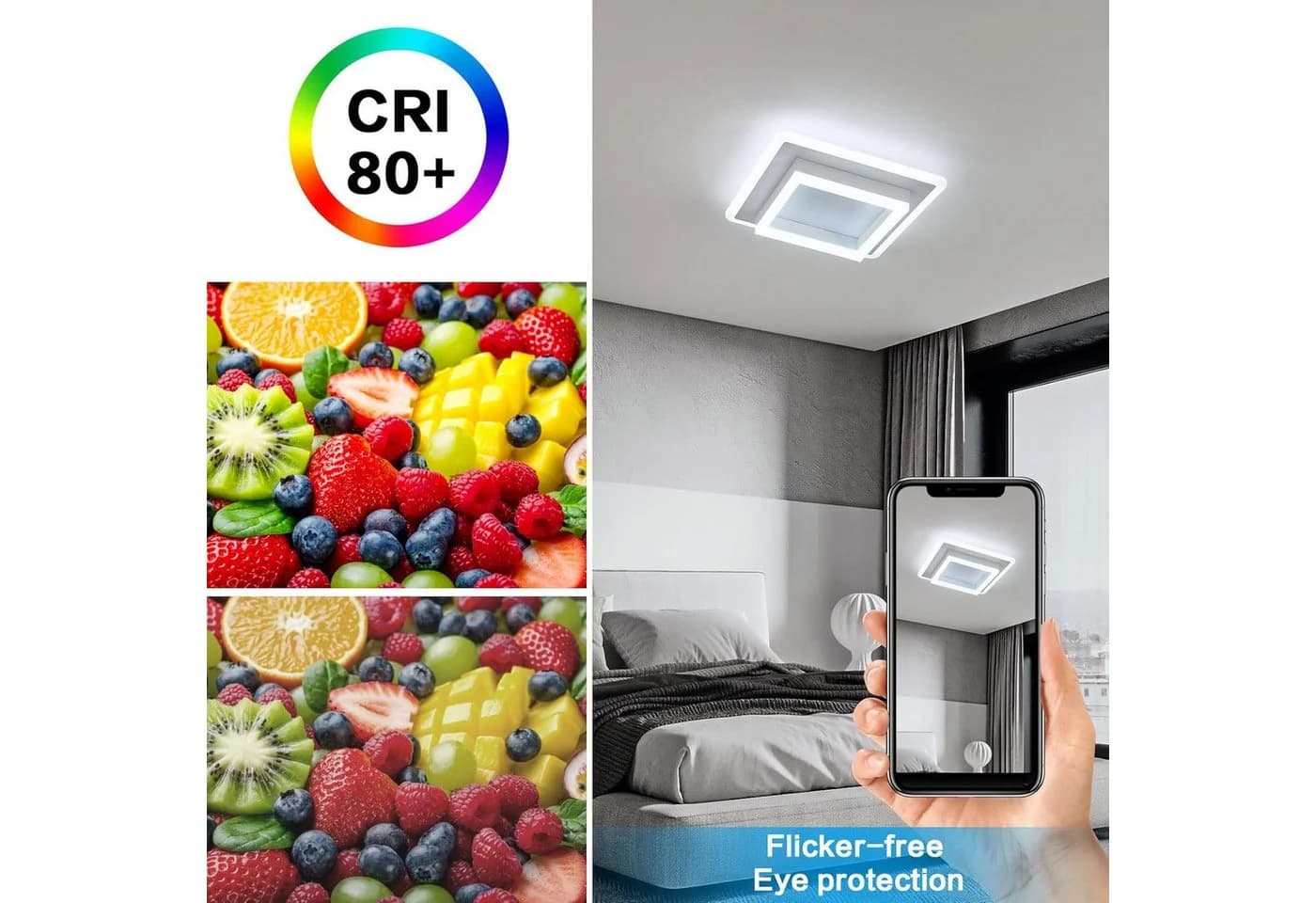 Riserva Quadratische LED Deckenleuchte Weiß 30cm 30W 6500K Acryl - Bild 4