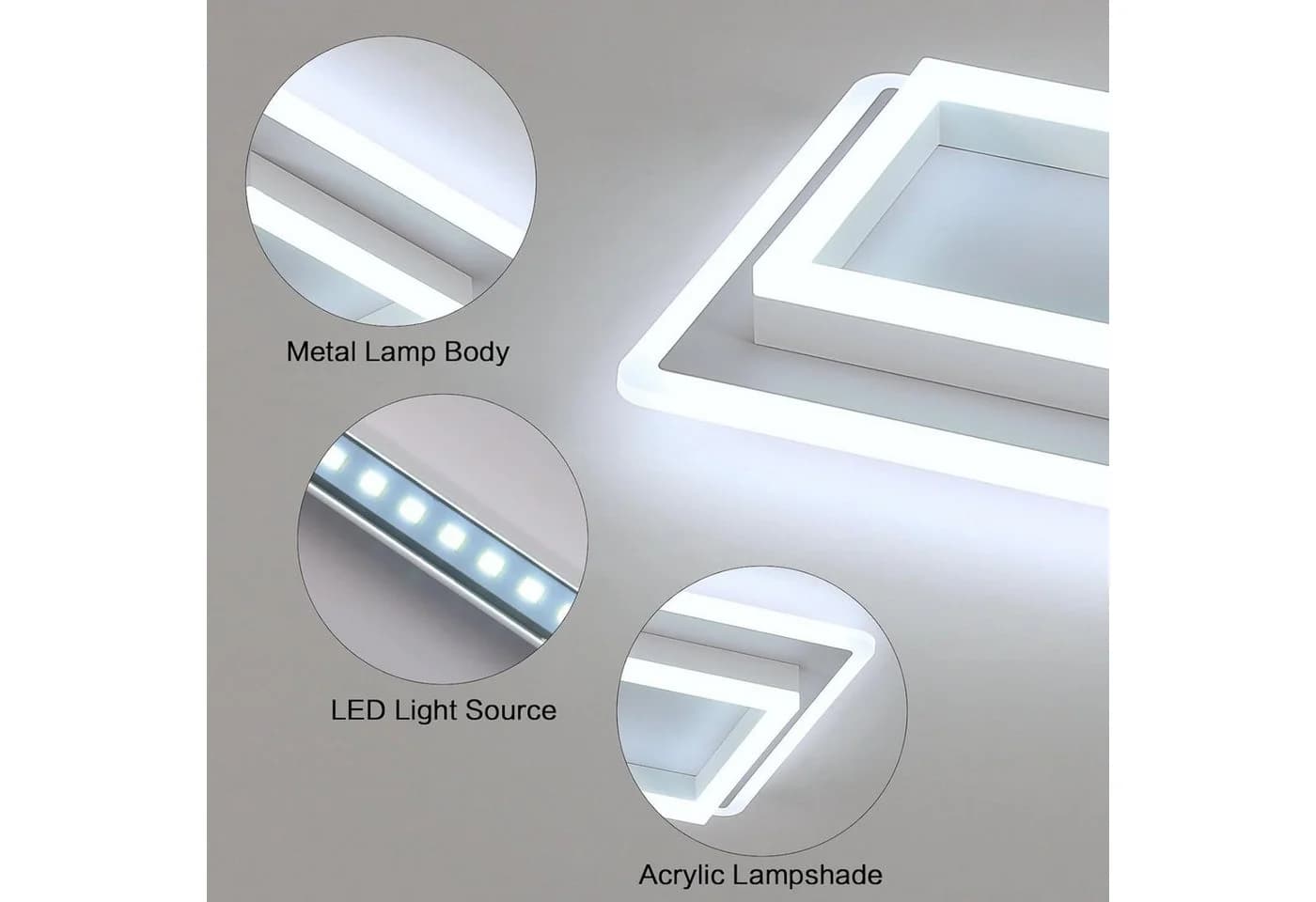 Riserva Quadratische LED Deckenleuchte Weiß 30cm 30W 6500K Acryl - Bild 5