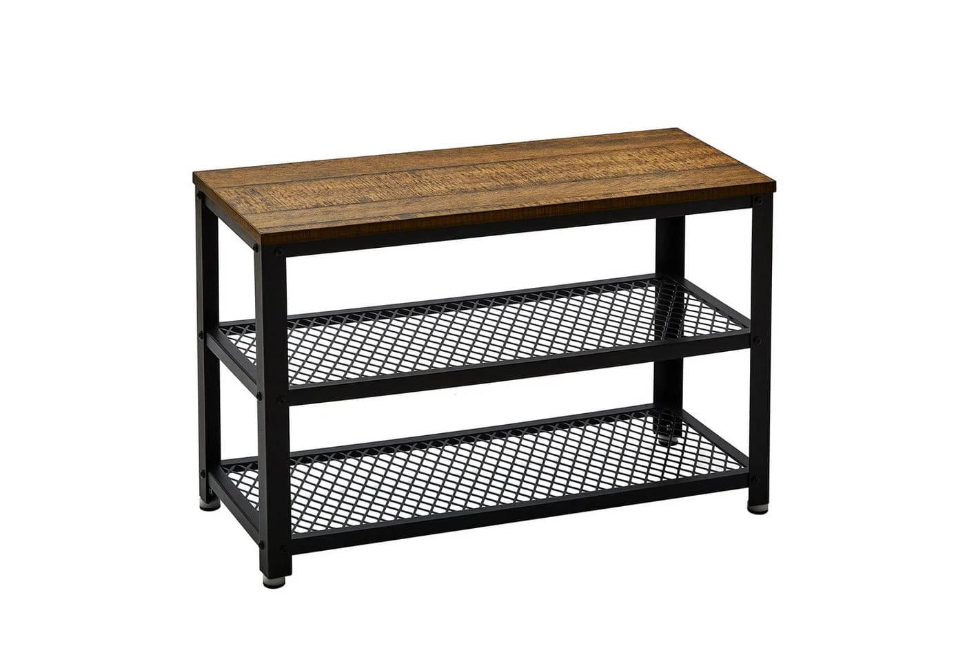 Mondeer Schuhbank Schuhregal Eisen-Holz Schuhschrank 73 x 45 x 30 cm - Bild 2