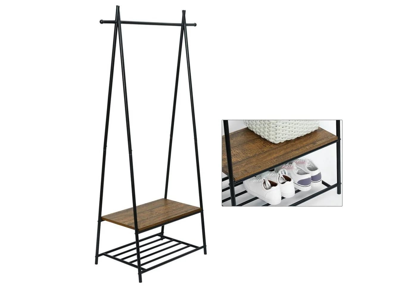 Mondeer Garderobenständer Retro Holzmaserung Industrie Stil - Bild 5