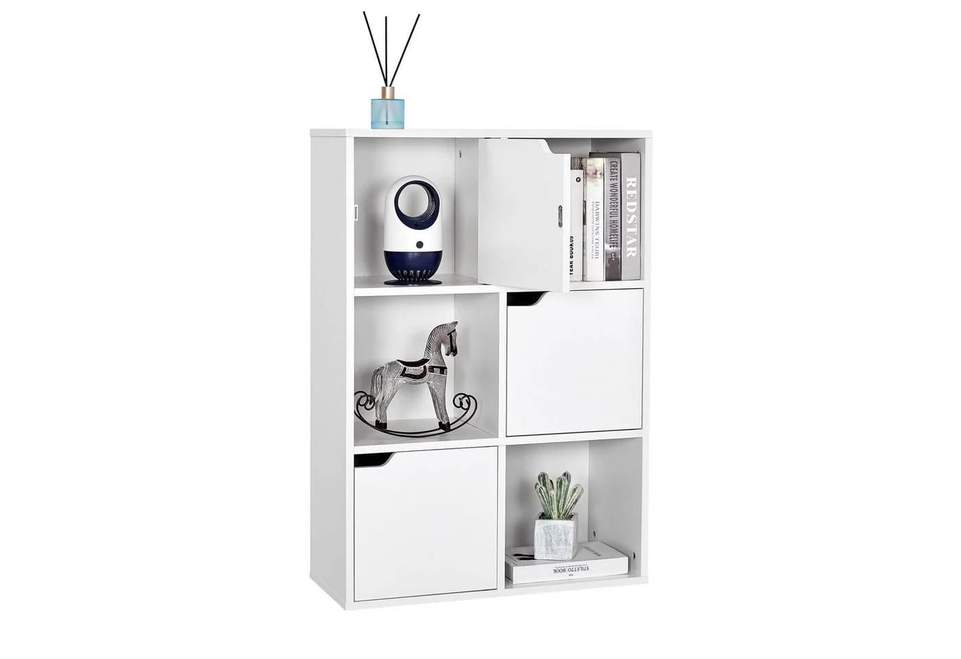 Mondeer Bücherregal Aufbewahrungsregal 6 Fächer Weiß Holz - Bild 3