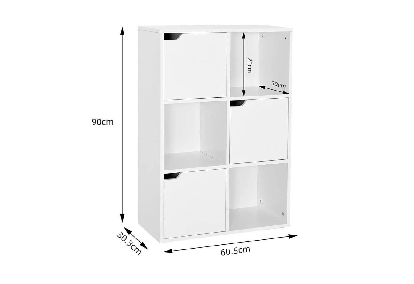 Mondeer Bücherregal Aufbewahrungsregal 6 Fächer Weiß Holz - Bild 4