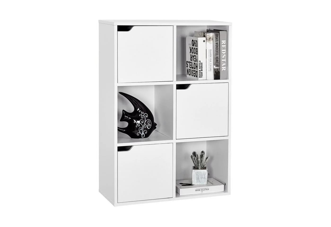 Mondeer Bücherregal Aufbewahrungsregal 6 Fächer Weiß Holz - Bild 5