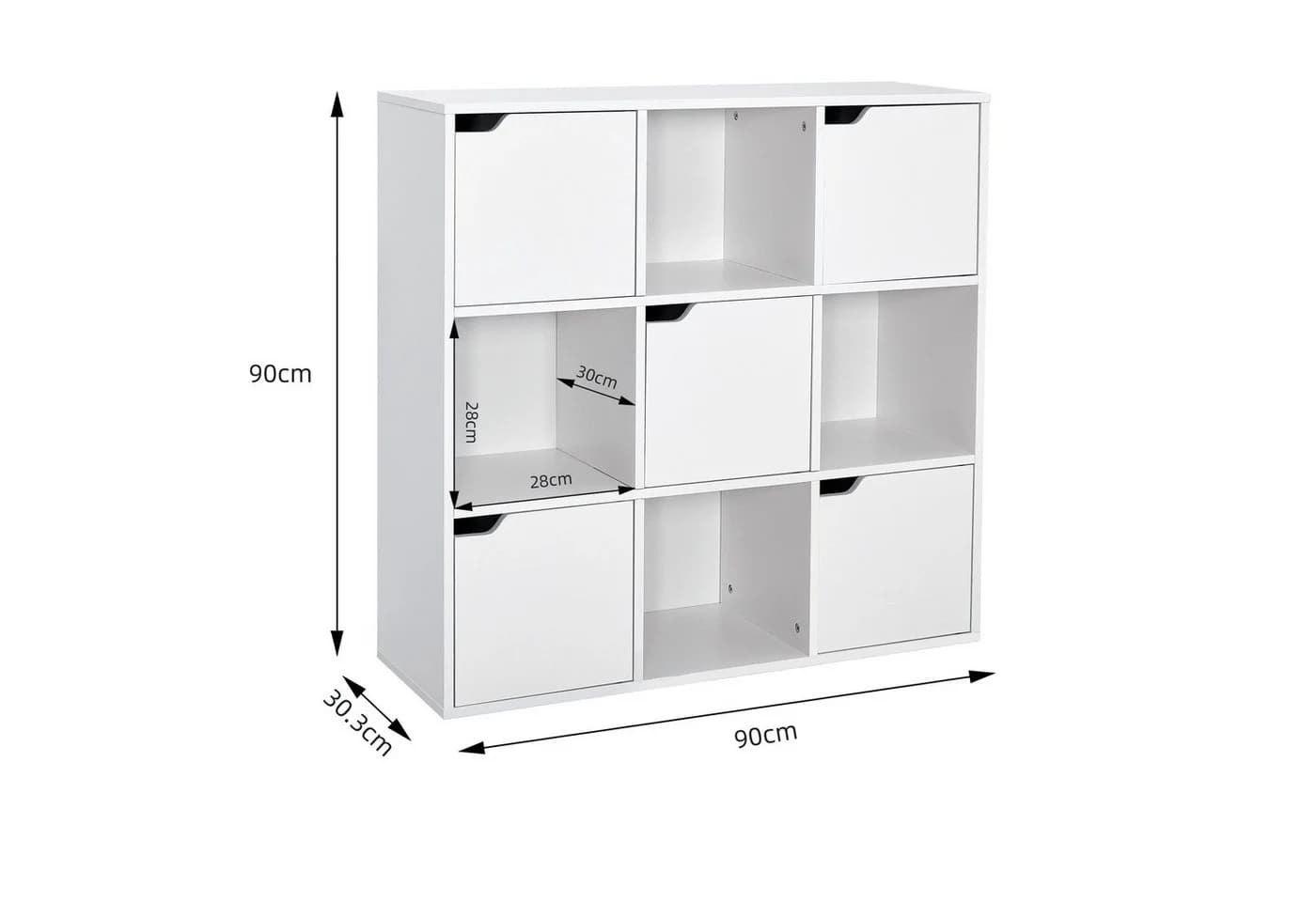 Mondeer Bücherregal Bücherschrank 9 Fächer mit 5 Türen Modern - Bild 3