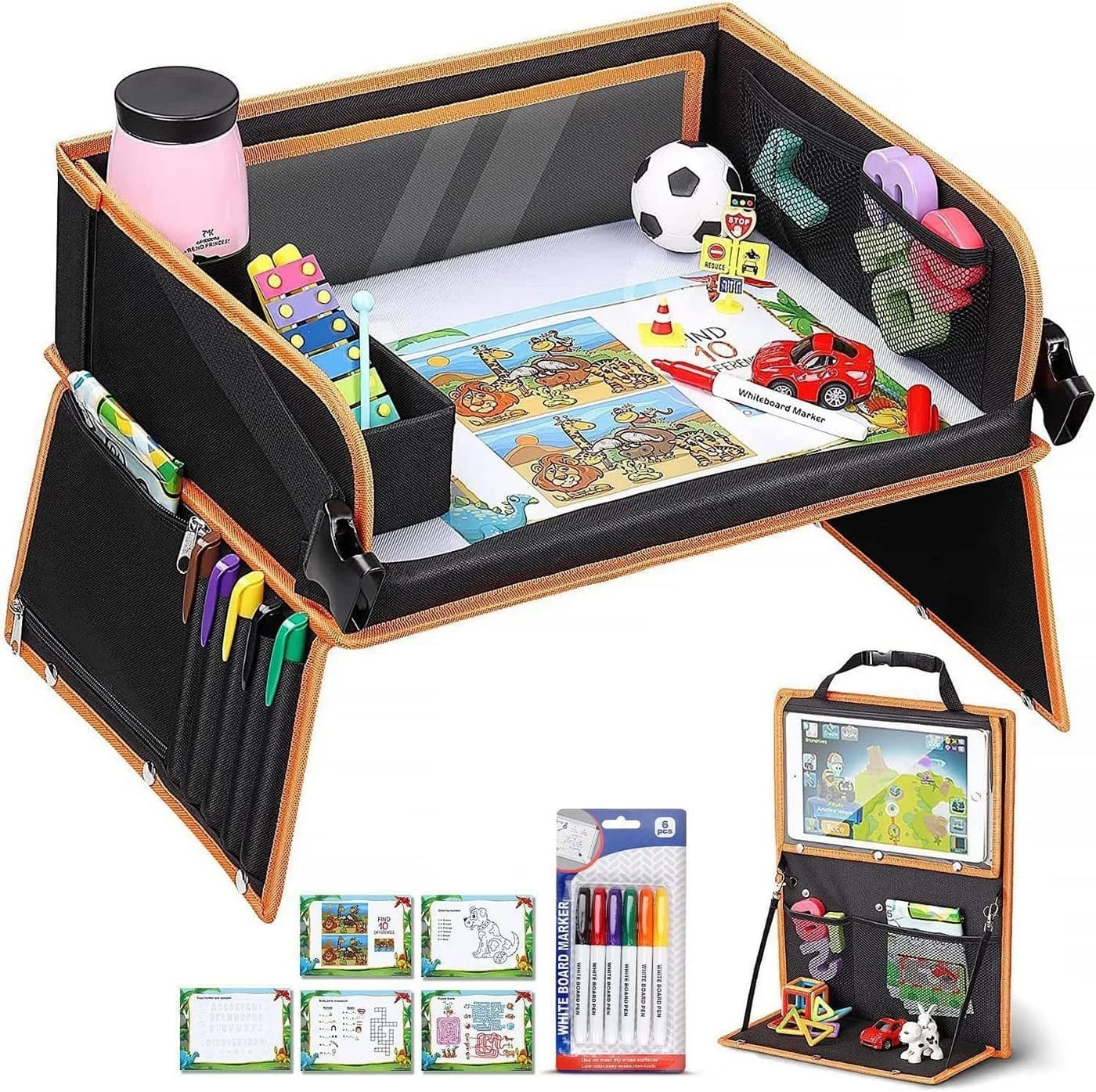 POPOLIC Spieltisch Doppelfunktion Kinder Reisetisch mit Transparenter Zeichnungsfilm - Bild 2