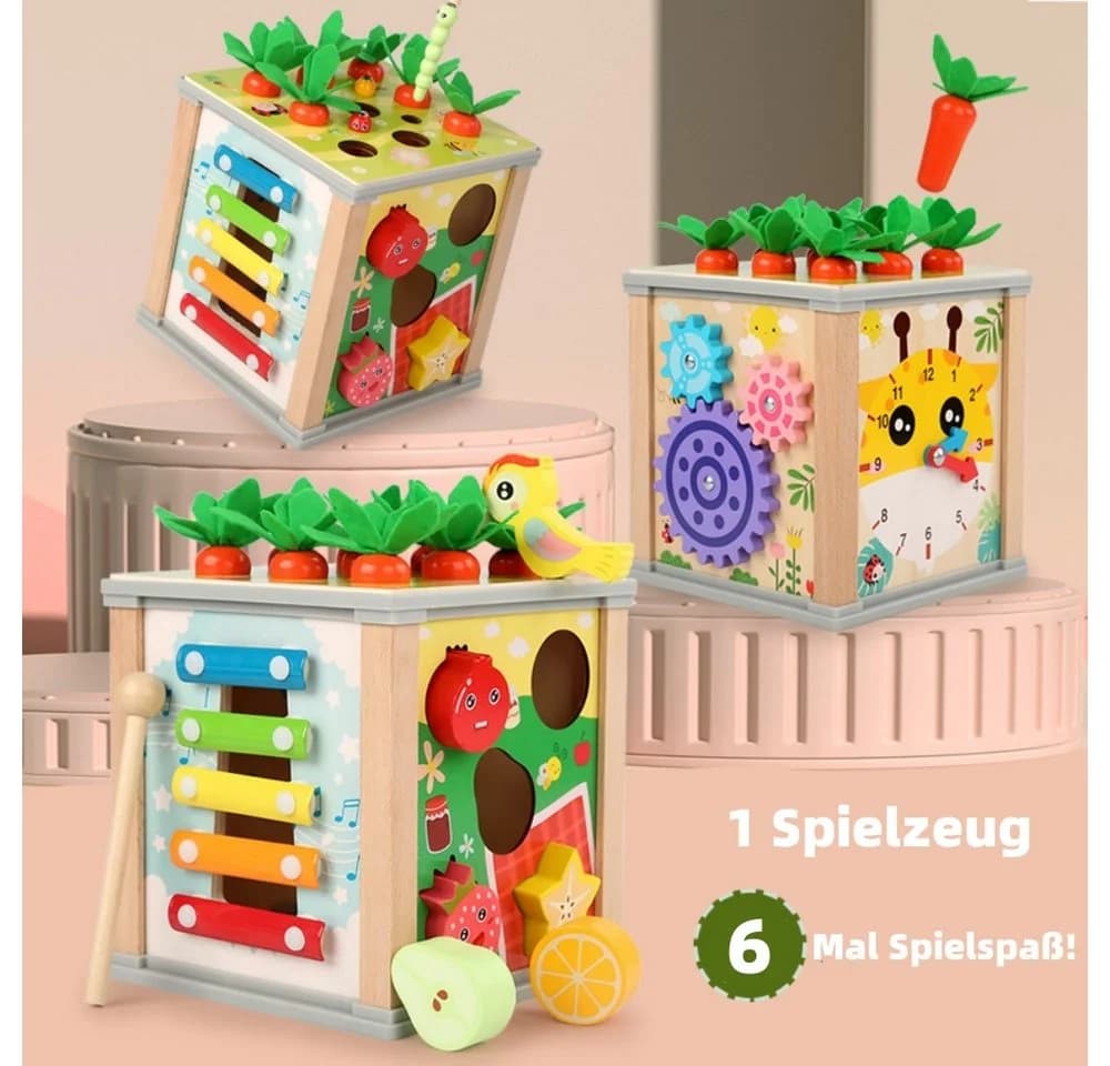 POPOLIC Motorikwürfel Motorikspielzeug ab 1 Jahr - Aktivitätswürfel Bunt Holzspielzeug - Bild 5