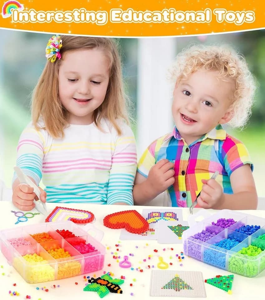 POPOLIC Kreativset Bügelperlen Set 10000+ Stück 5mm Bügelperlen Bunt - Bild 4
