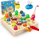 POPOLIC Magnetische Angelspiel 2 in 1 Montessori Spielzeug Bunt Holzspielzeug Bild 2