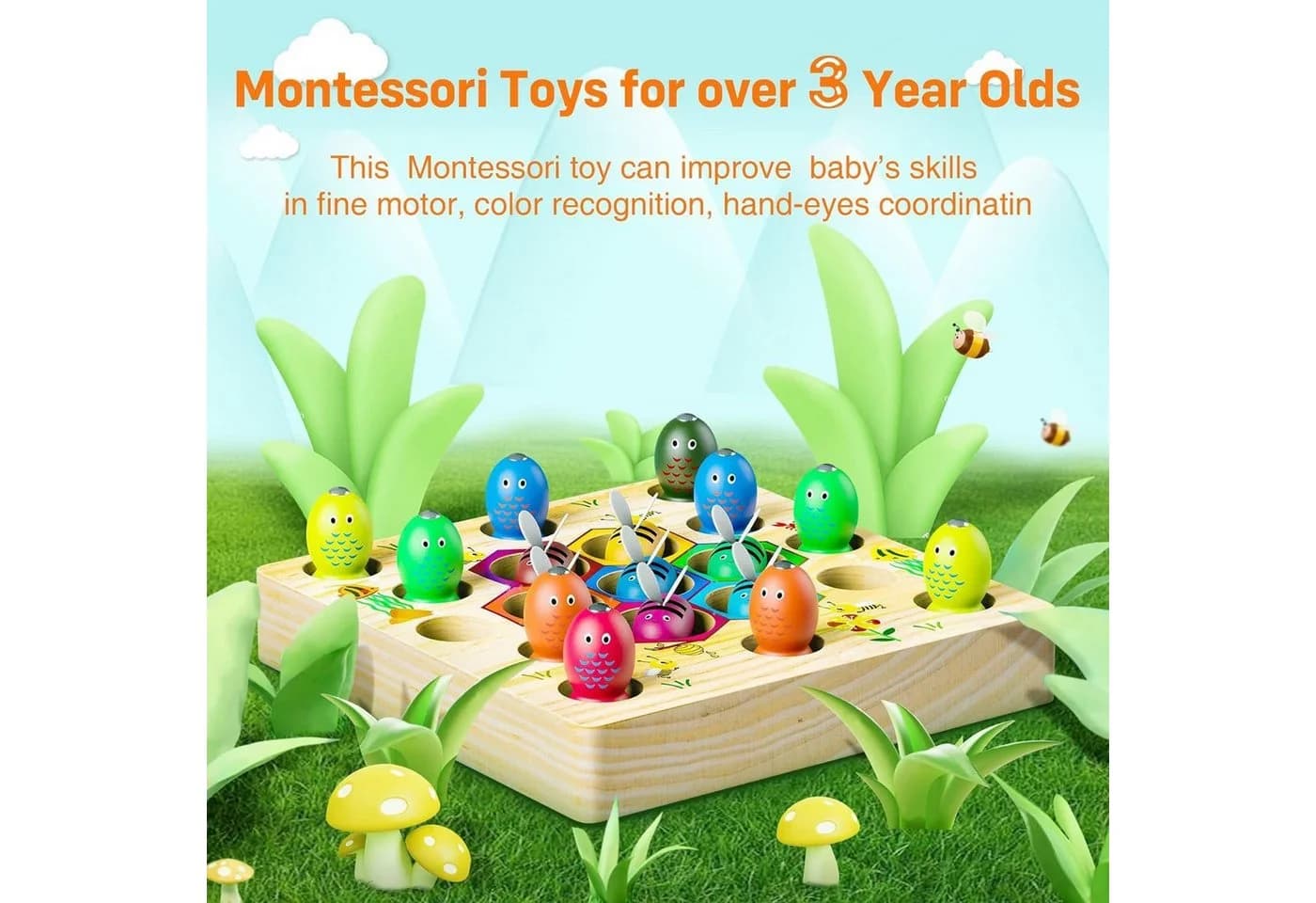 POPOLIC Magnetische Angelspiel 2 in 1 Montessori Spielzeug Bunt Holzspielzeug - Bild 5