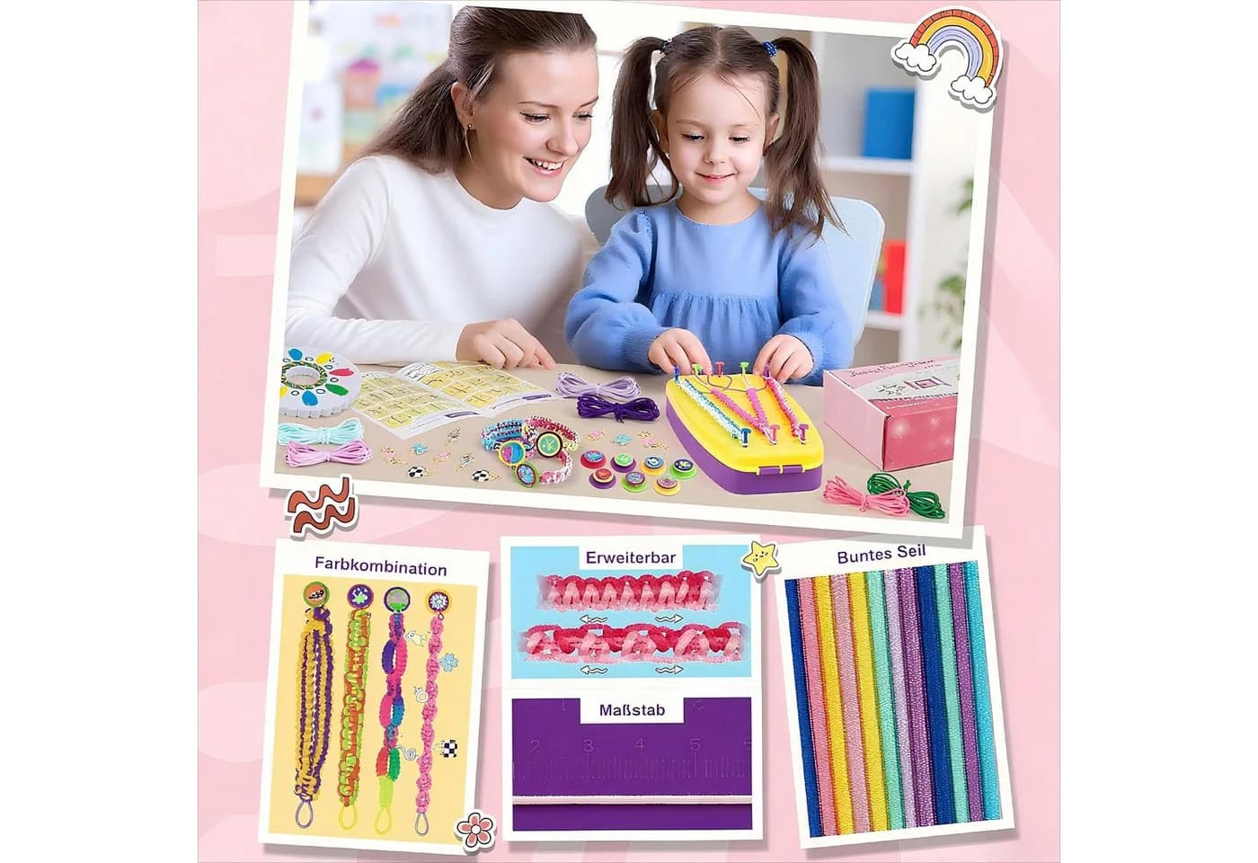 POPOLIC Kreativset Freundschaftsbänder Bastelset für Mädchen mit 40 Threads - Bild 4