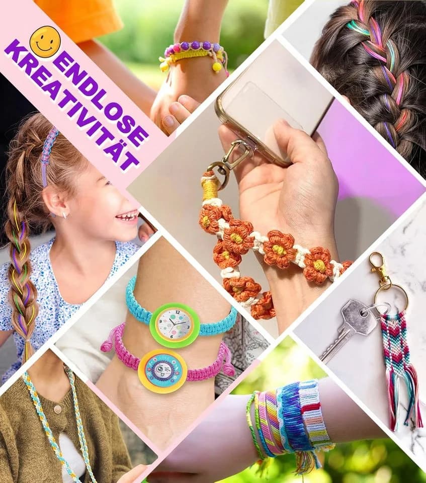 POPOLIC Kreativset Freundschaftsbänder Bastelset für Mädchen mit 40 Threads - Bild 5