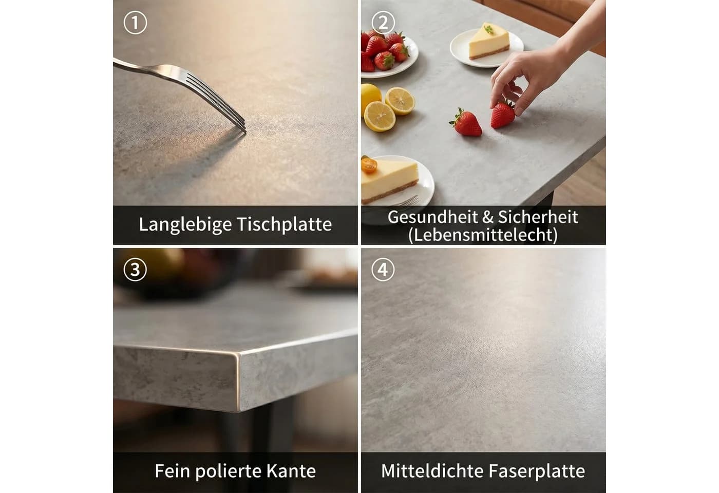 Jiexi Esstisch 110x70cm rechteckig MDF-Platte mit U-Metallgestell - Bild 5