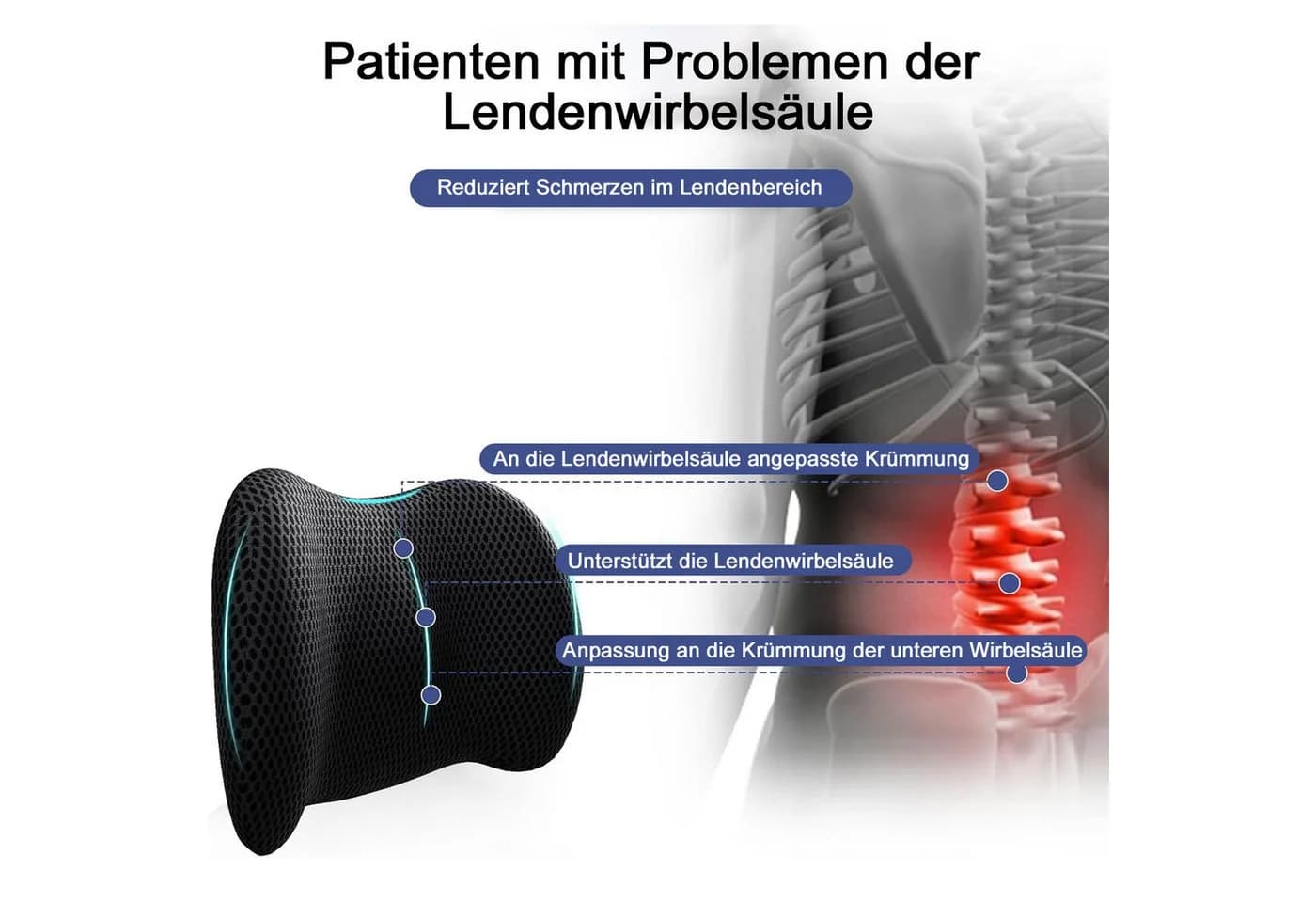 Mutig Ergonomisches Lendenkissen Memory Foam Rückenkissen