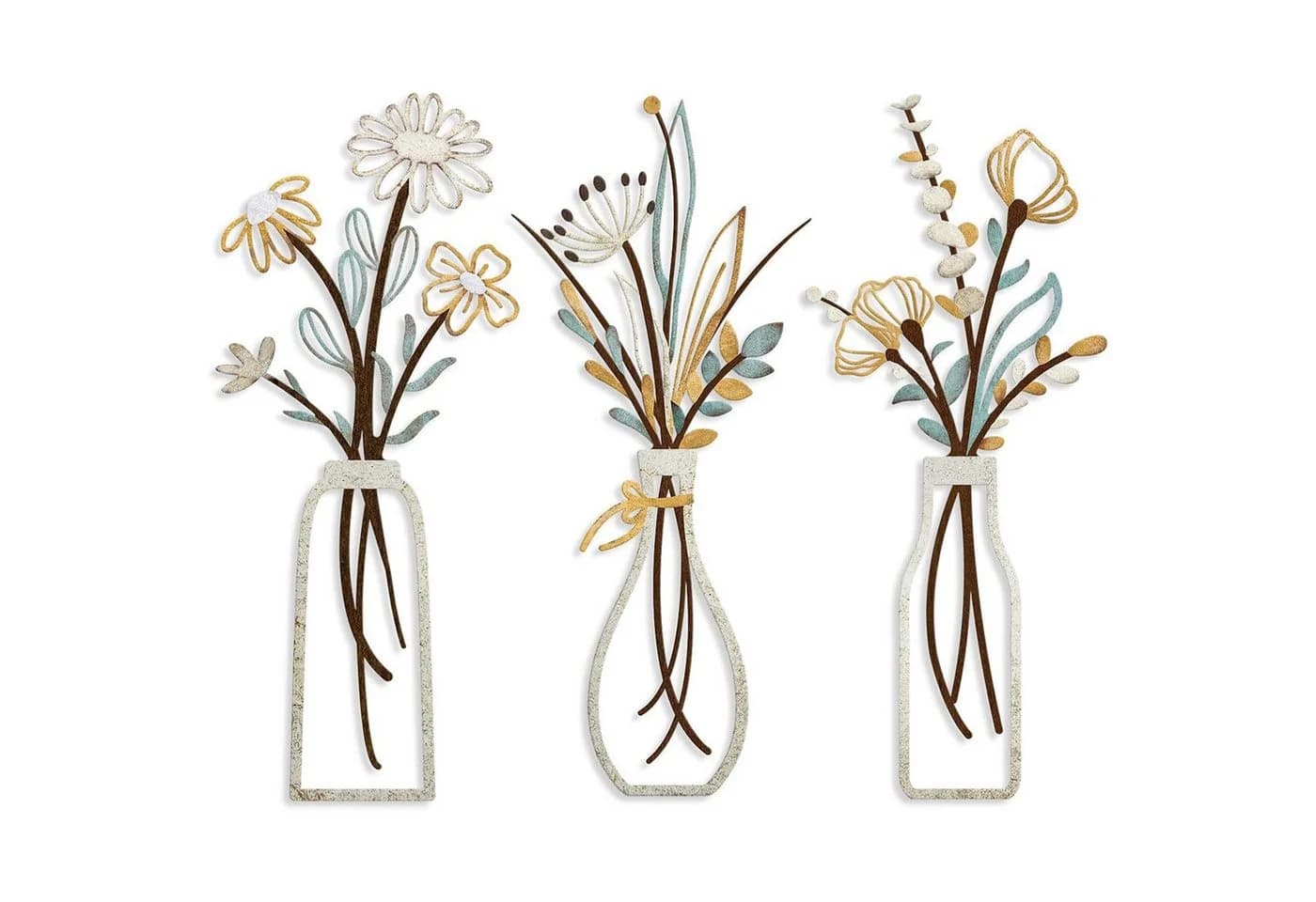 Mutig 3-teiliges Metall-Blumen-Wanddekoobjekt Gold - Bild 2