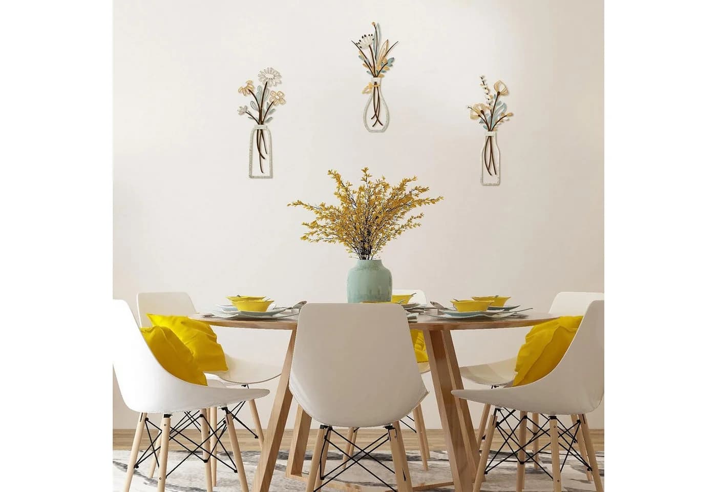 Mutig 3-teiliges Metall-Blumen-Wanddekoobjekt Gold - Bild 3
