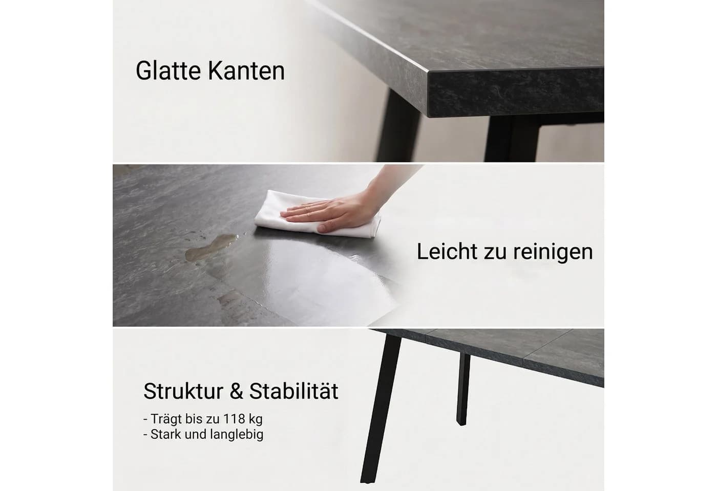 Jiexi Essgruppe Ausziehbar 140-180cm mit Freischwinger Stühlen Grau - Bild 5