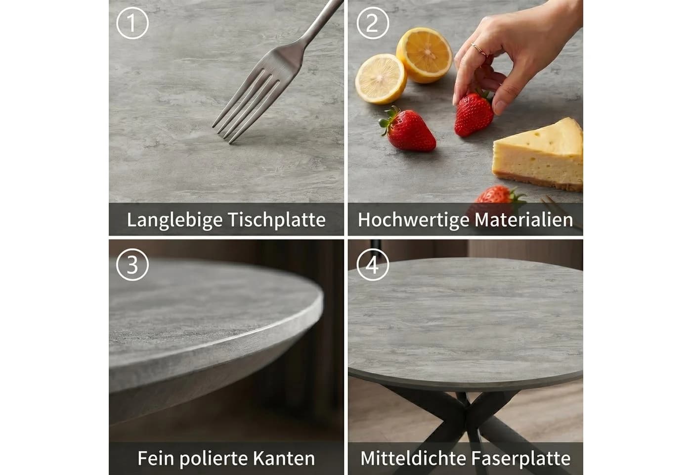 Jiexi Ausziehbarer Esstisch Rund/Oval Grau MDF - Bild 5