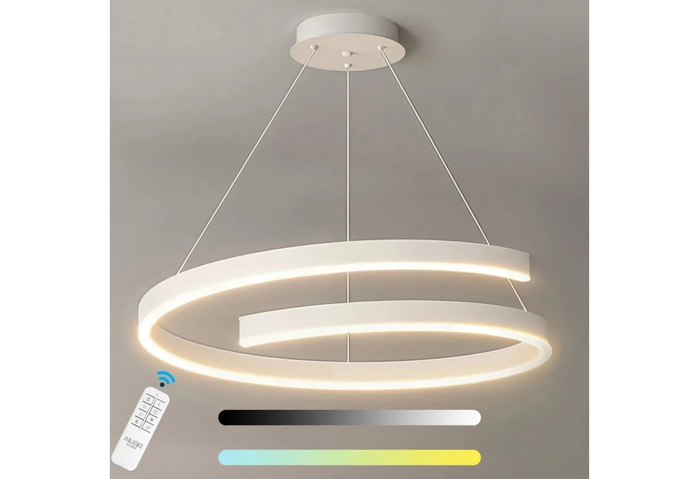 Ailiebe Design LED Pendelleuchte 40cm Dimmbar mit Fernbedienung - Bild 2
