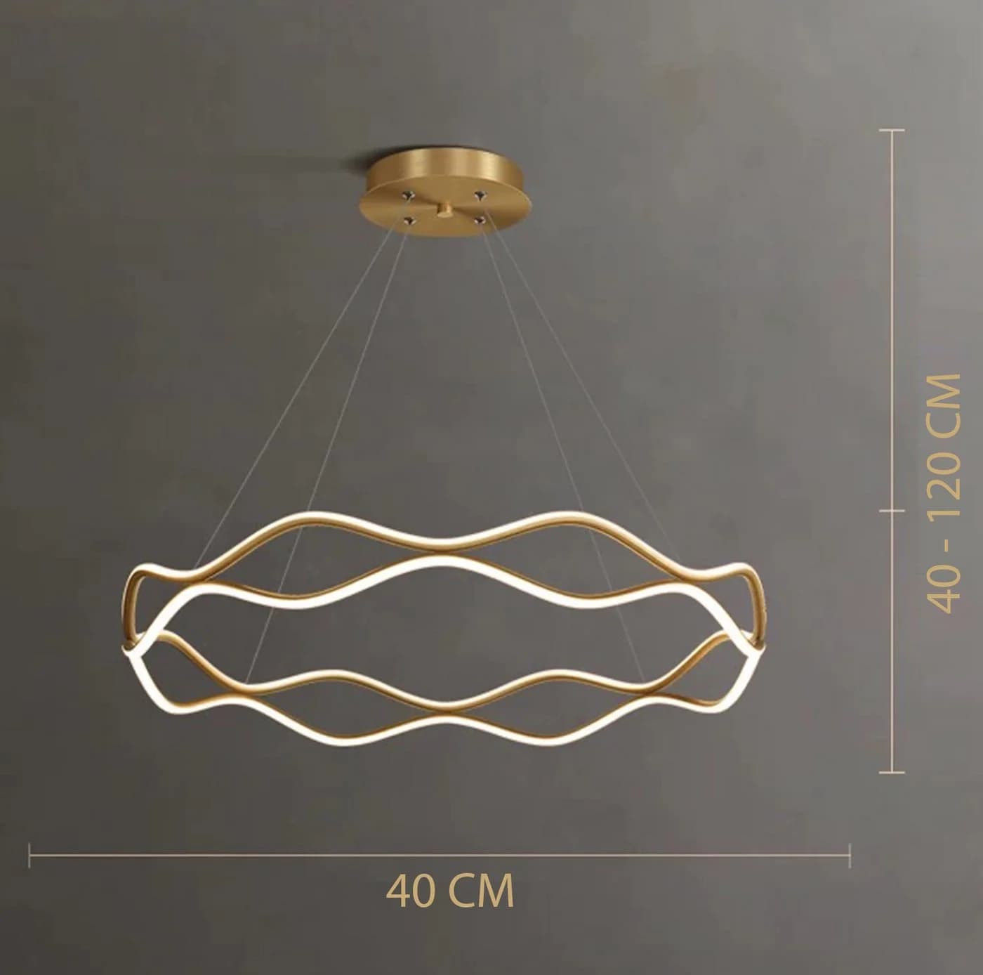 Ailiebe Design LED Pendelleuchte 40cm Gold Dimmbar Fernbedienung - Bild 3