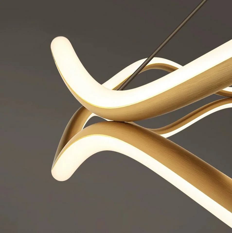 Ailiebe Design LED Pendelleuchte 40cm Gold Dimmbar Fernbedienung - Bild 5