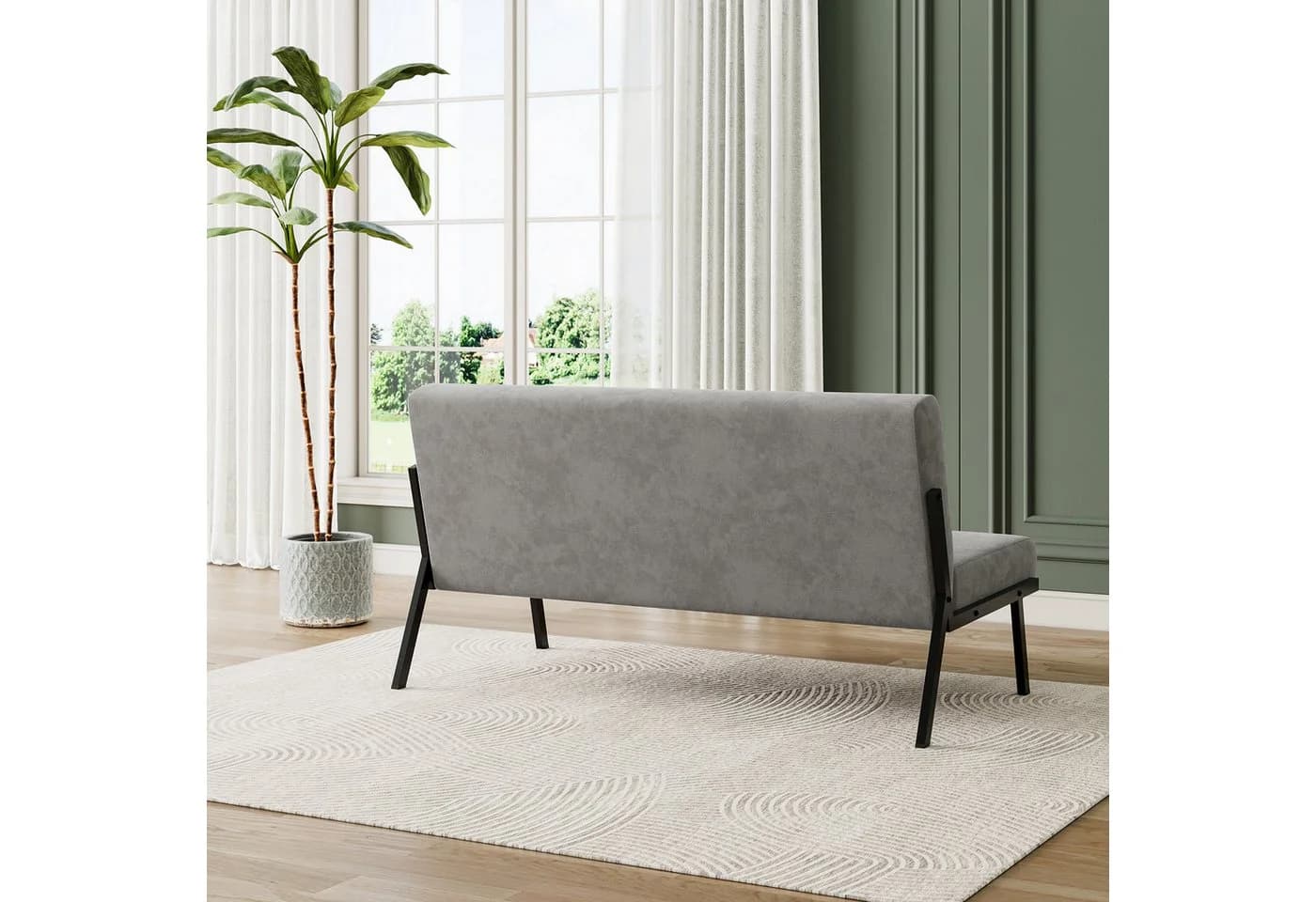 OUNUO 2-Sitzer Doppelsofa Grau Metallrahmen 150kg belastbar - Bild 3