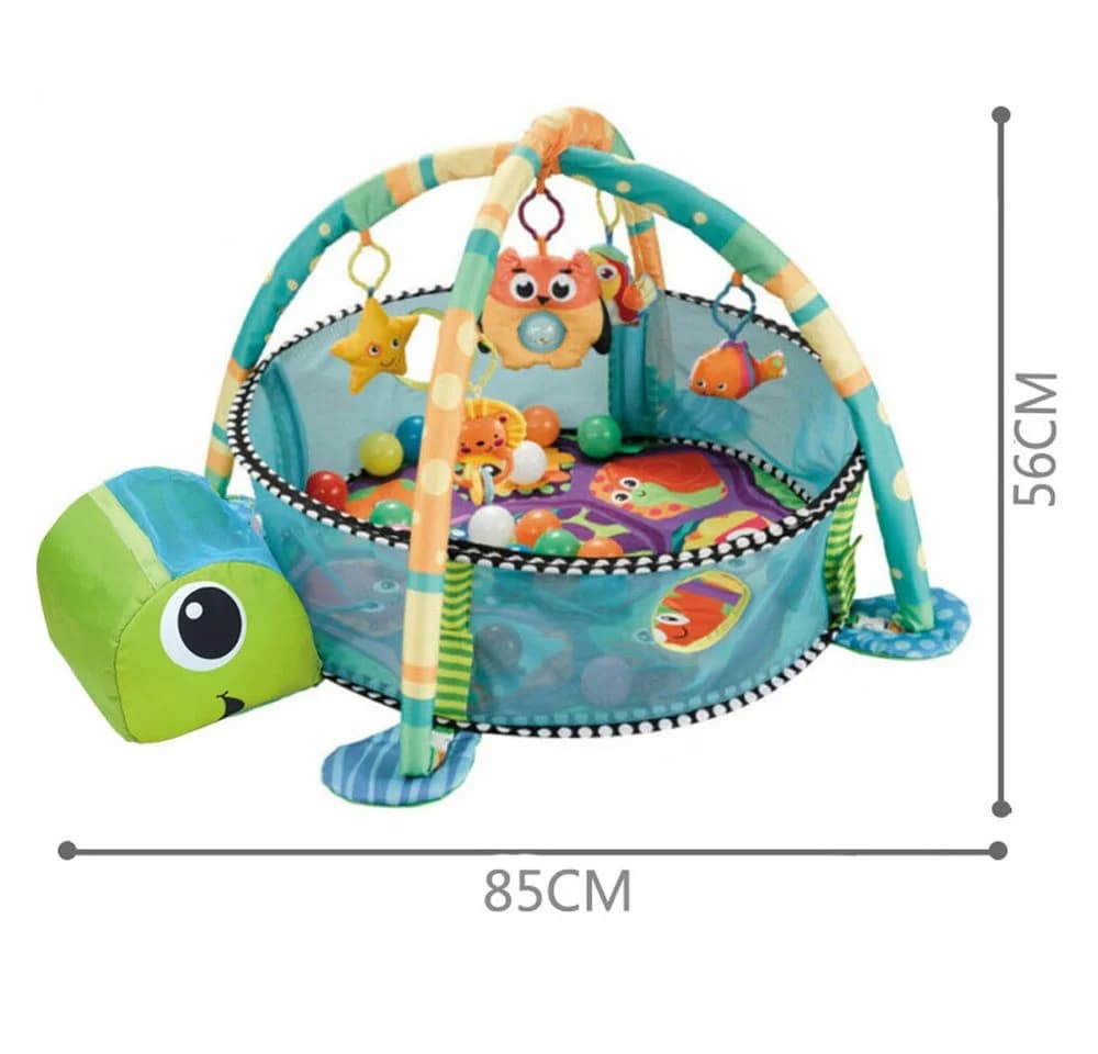 OUNUO Krabbeldecke 3 in 1 Schildkröte Grün/Blau Bällebad - Bild 5