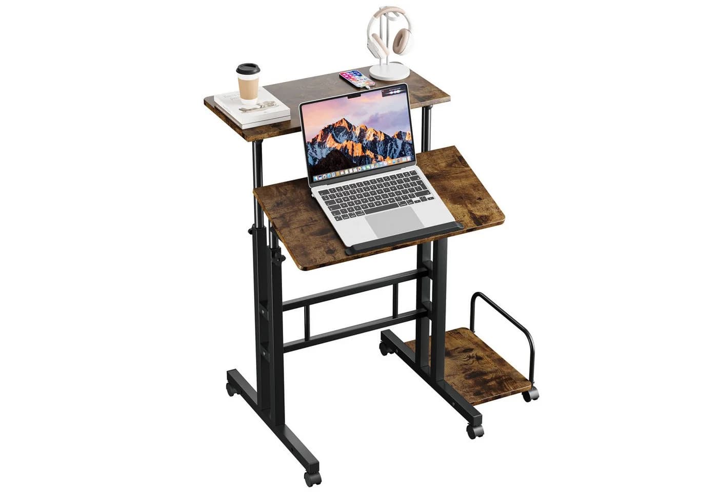 OUNUO Schreibtisch Laptoptisch Höhenverstellbar Braun - Bild 2