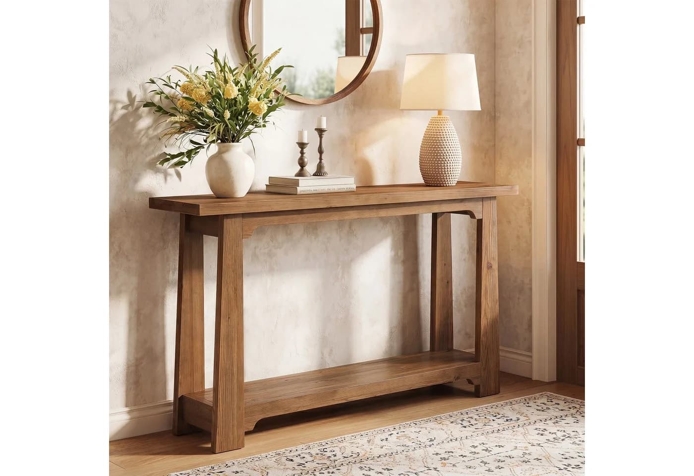 Tribesigns Konsolentisch Massivholz Landhausstil Braun - Bild 2