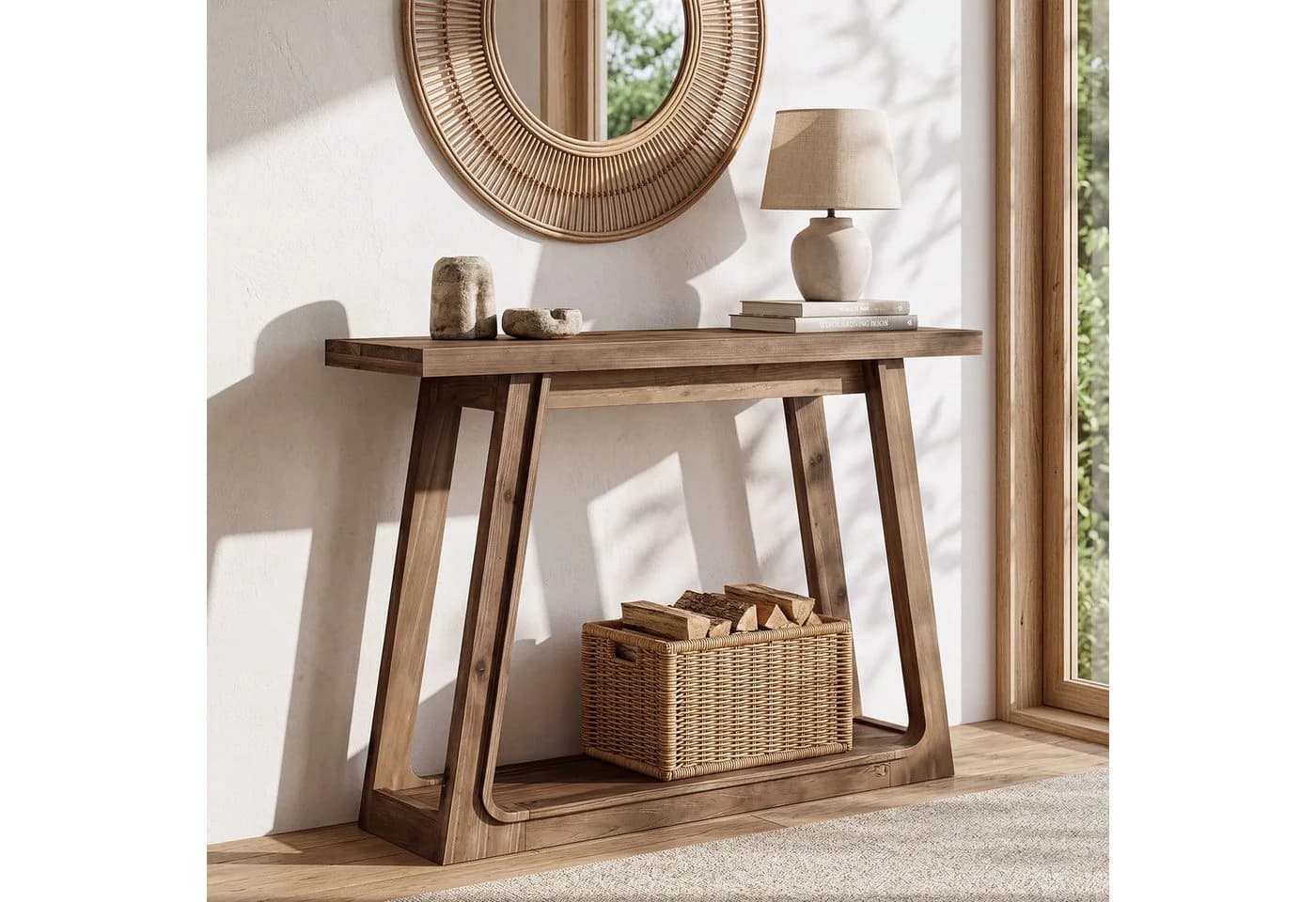 Tribesigns Konsolentisch Massivholz Braun Landhausstil - Bild 2