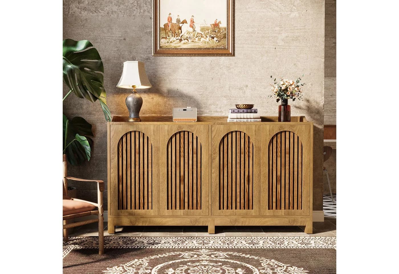 Tribesigns Sideboard 145 cm Buffet-Schrank Braun Gittertüren - Bild 3