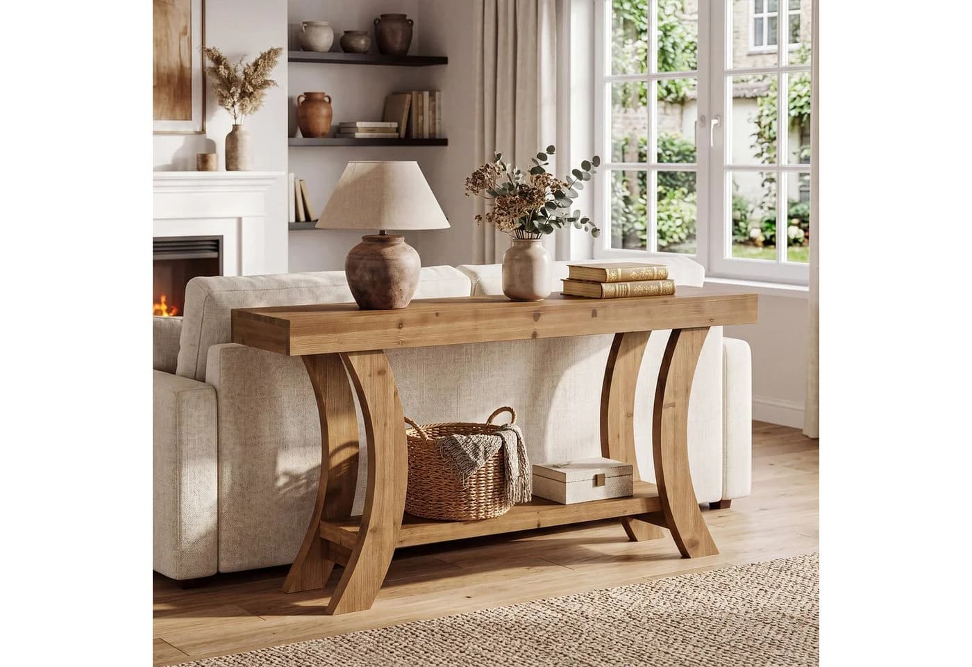 Tribesigns Konsolentisch 160cm Massivholz Rustikal - Bild 5