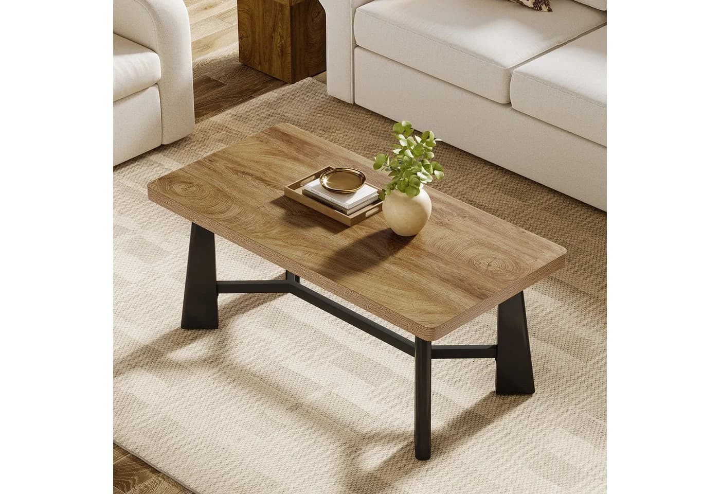 Tribesigns Couchtisch 120 cm Braun Landhaus-Industrie-Stil - Bild 4