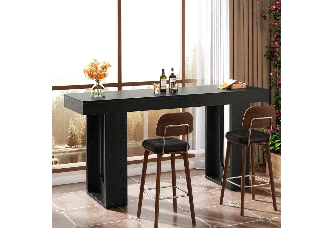Tribesigns Bartisch Extralang 180 cm Schwarz