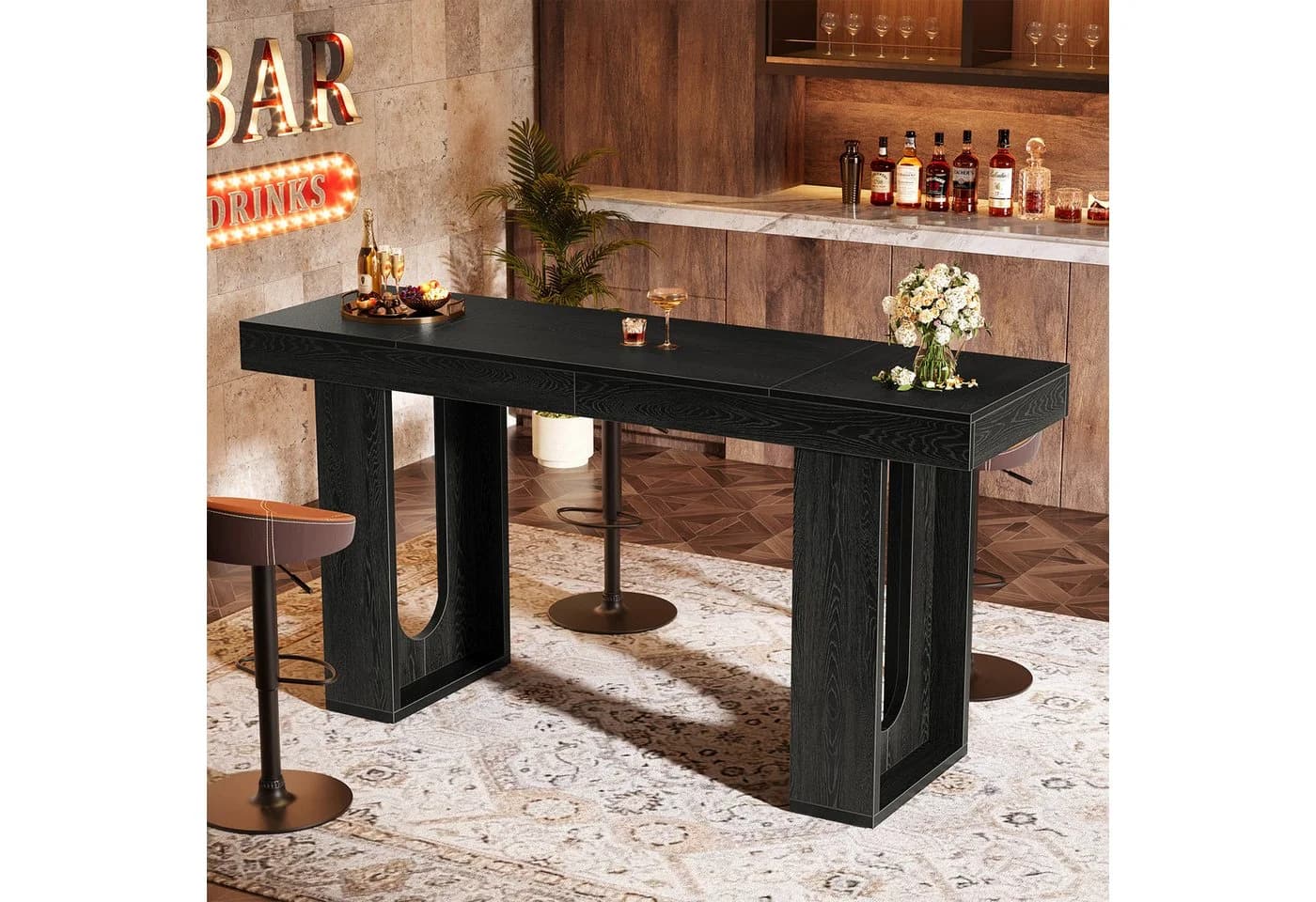 Tribesigns Bartisch Extralang 180 cm Schwarz - Bild 5