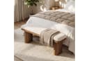 Tribesigns Sitzbank Massivholz 120cm Braunes Boucle-Polster Bild 1