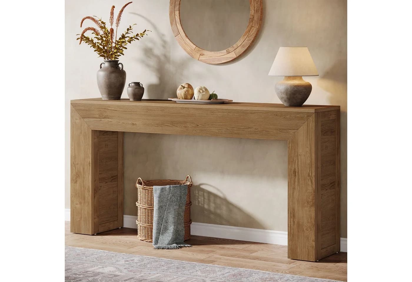 Tribesigns Konsolentisch 160 cm Hellbraun Holz - Bild 2