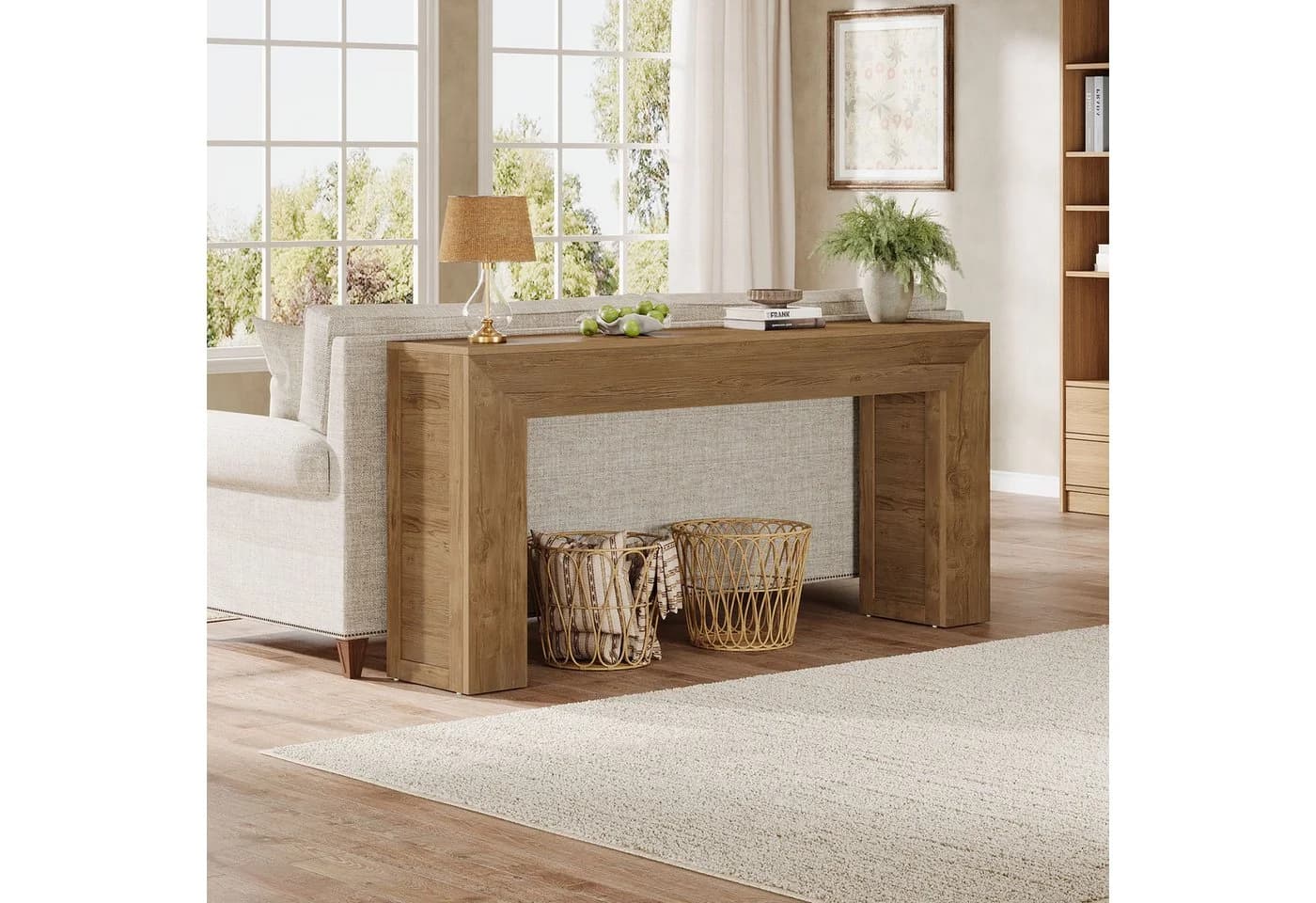 Tribesigns Konsolentisch 160 cm Hellbraun Holz - Bild 4