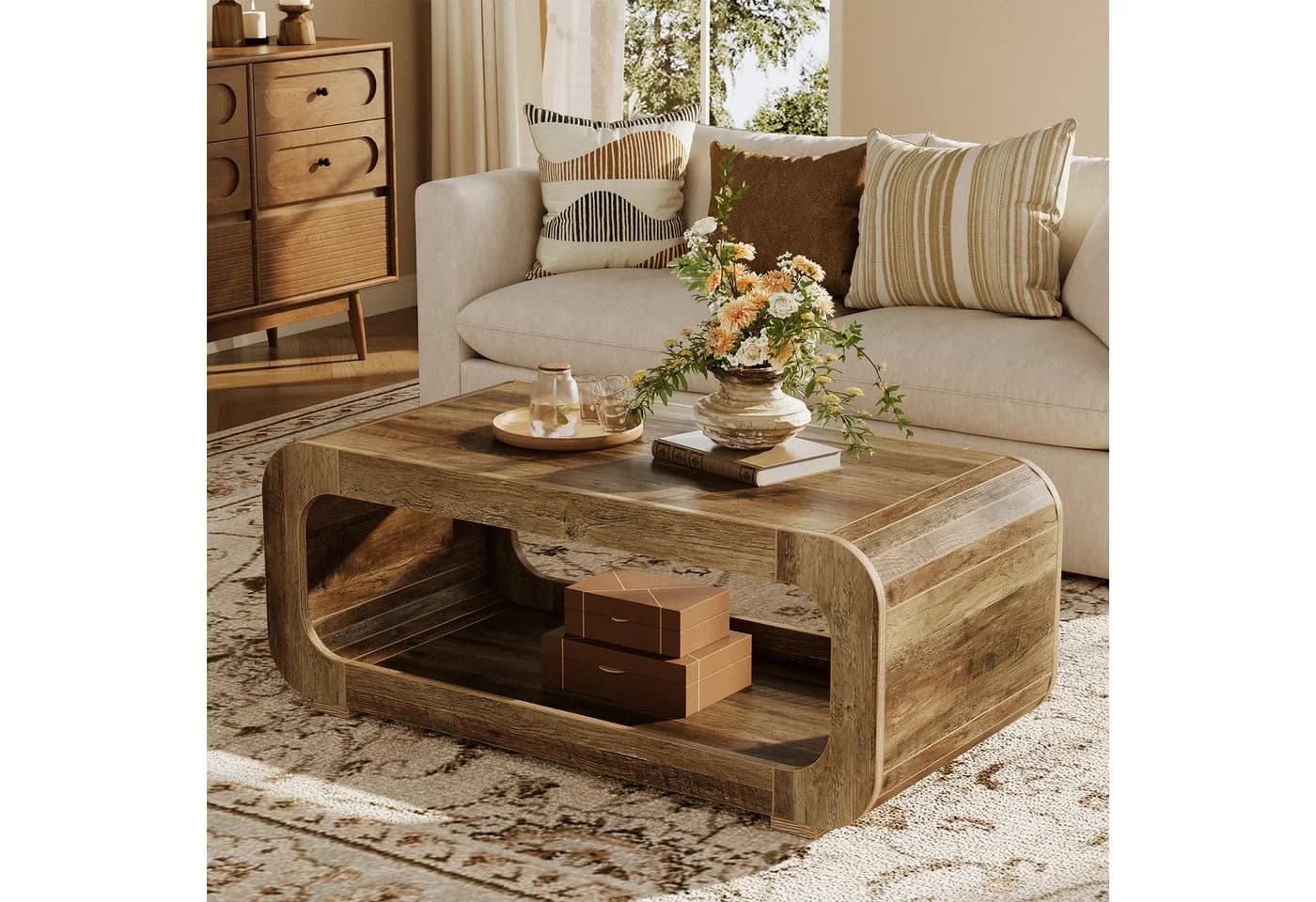 Tribesigns Couchtisch Rechteckig Braun Holz - Bild 2