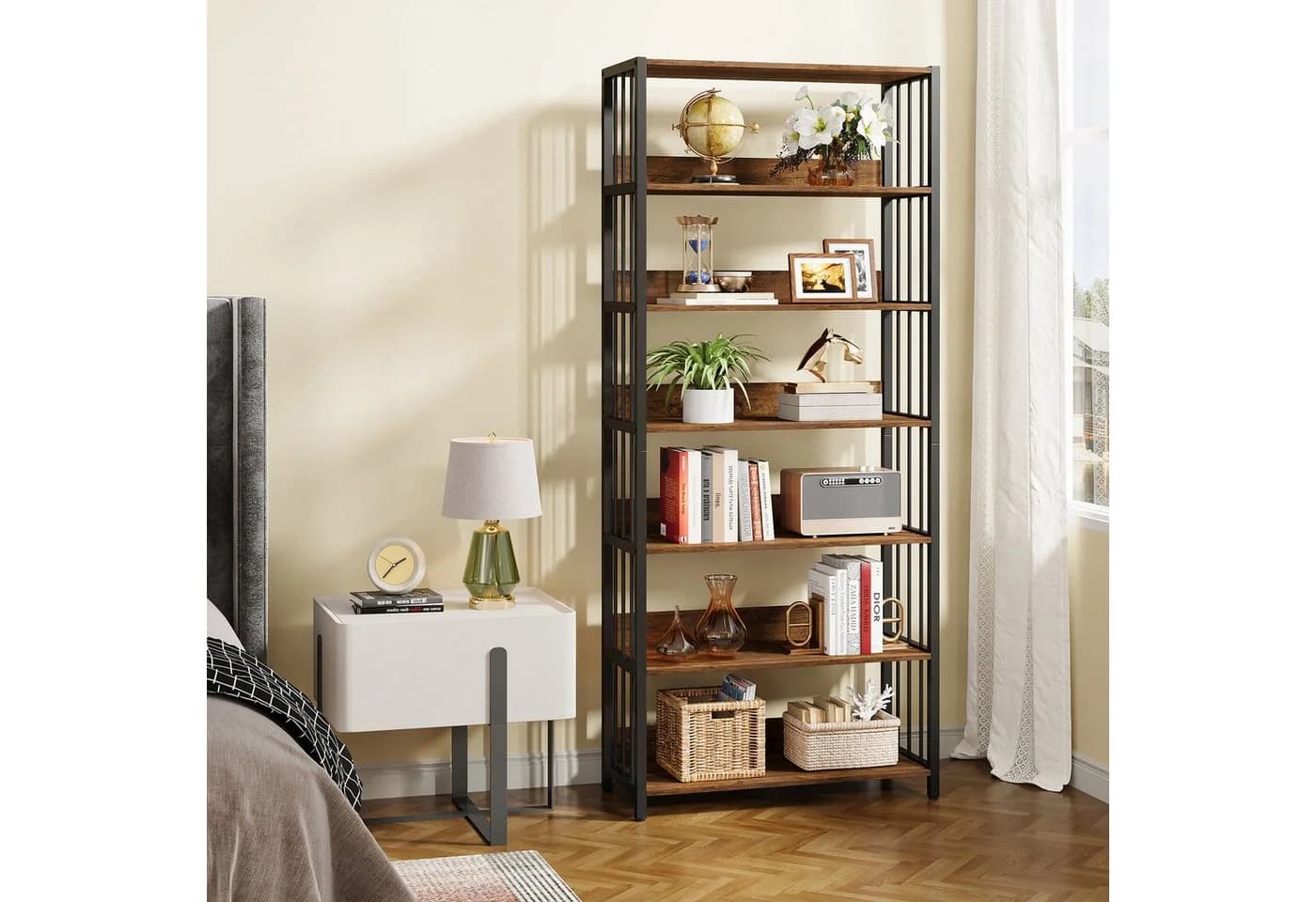 Tribesigns Bücherregal 190 cm Industriestil 6 Ebenen Braun/Schwarz - Bild 3