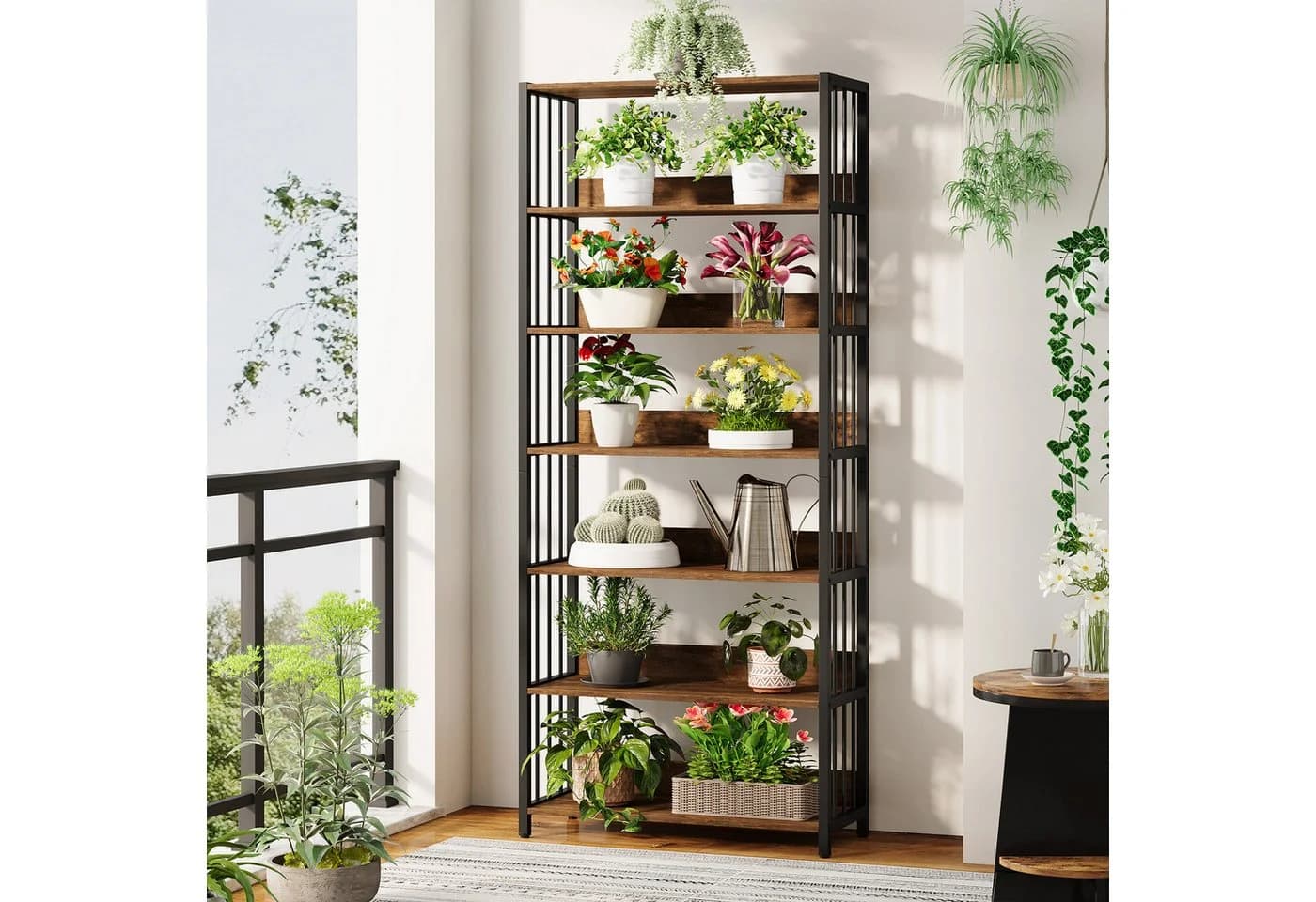Tribesigns Bücherregal 190 cm Industriestil 6 Ebenen Braun/Schwarz - Bild 5