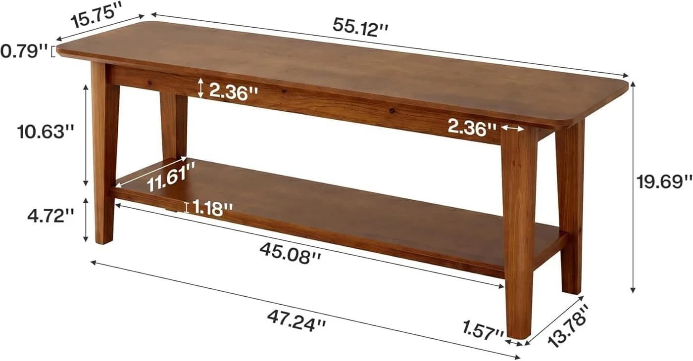 Tribesigns Schuhbank 140 cm Holz Aufbewahrungsbank Braun