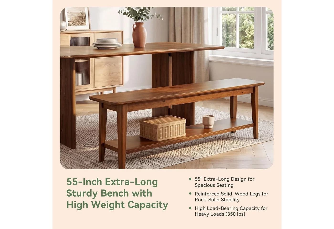 Tribesigns Schuhbank 140 cm Holz Aufbewahrungsbank Braun - Bild 5