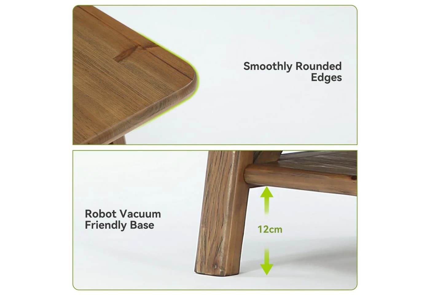 Tribesigns Couchtisch 120cm rechteckig Massivholz braun - Bild 4