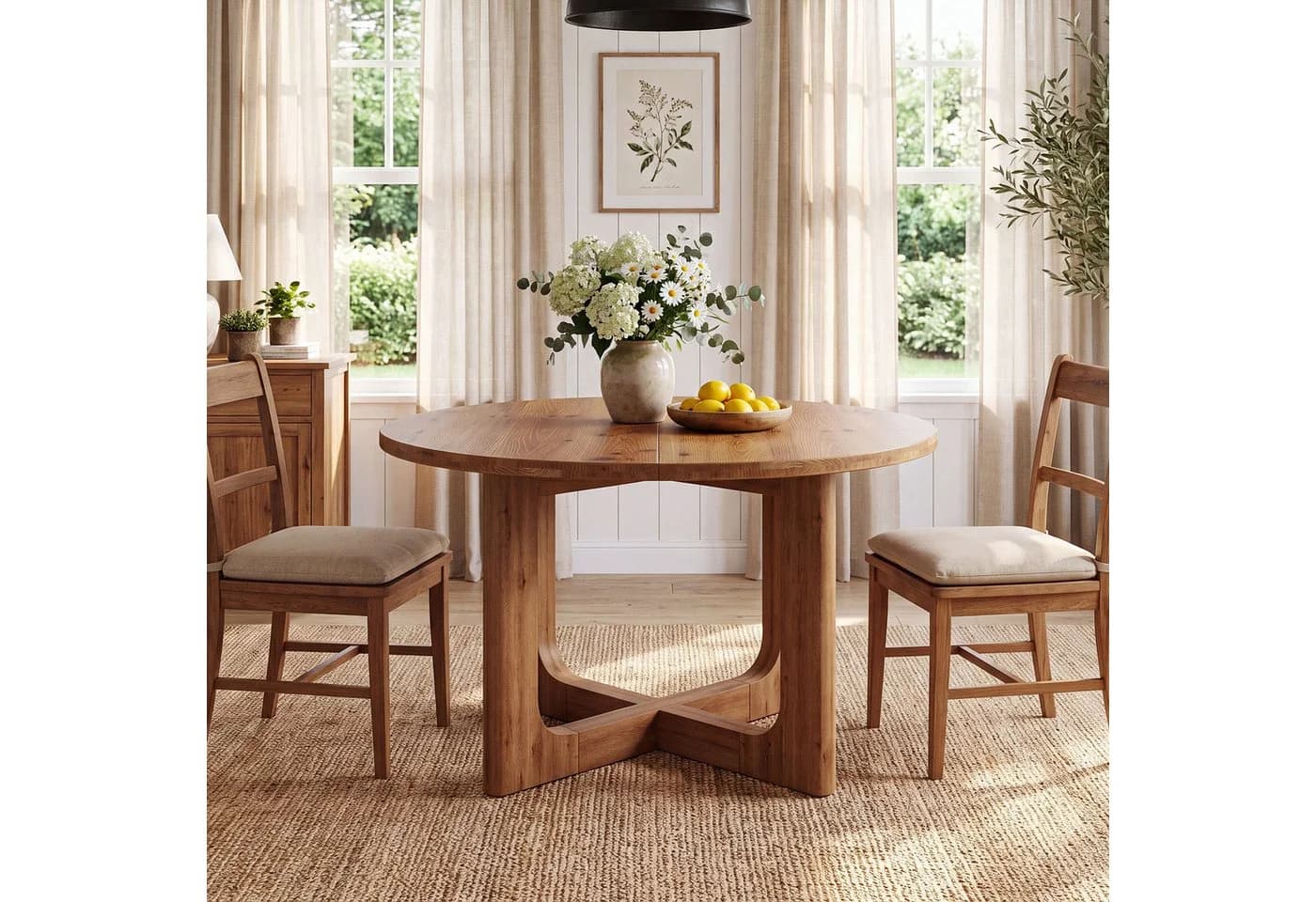 Tribesigns Runder Esstisch 100 cm Massivholz Landhausstil