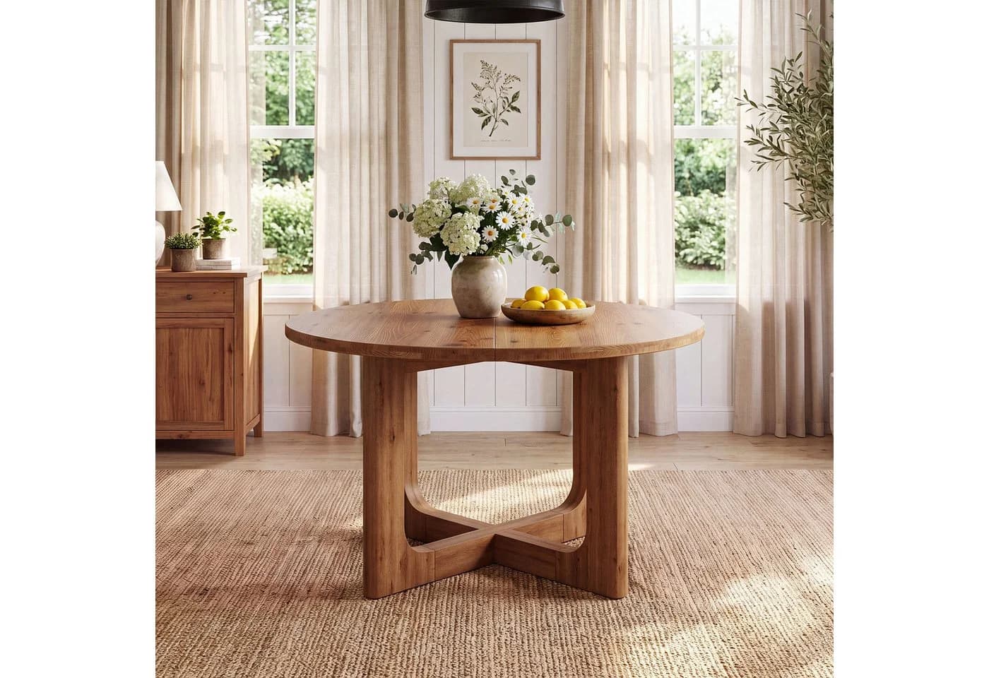 Tribesigns Runder Esstisch 100 cm Massivholz Landhausstil - Bild 2