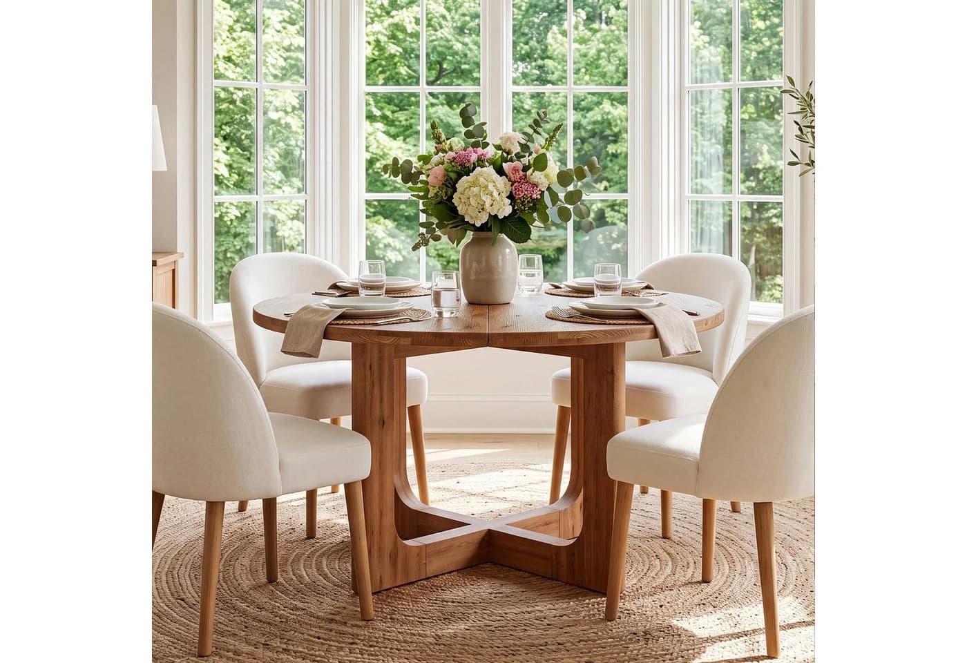 Tribesigns Runder Esstisch 100 cm Massivholz Landhausstil - Bild 3
