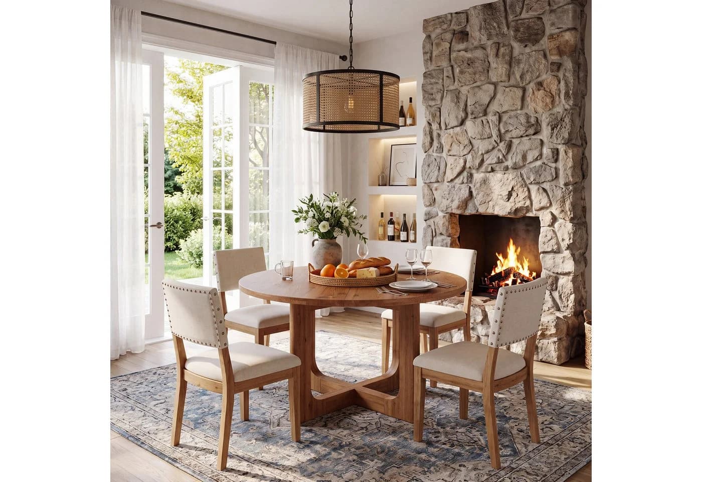 Tribesigns Runder Esstisch 100 cm Massivholz Landhausstil - Bild 4