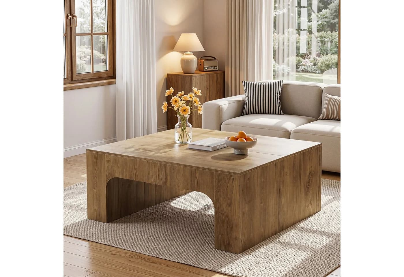 Tribesigns Couchtisch 100 cm Quadratisch Braun Holz - Bild 2